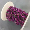 RC5016 Wholesale Rose Red Malaysian Jade Wire Wrapped Beaded Chain Oxided Gun Metal Rosary Style Chain 3x4mm