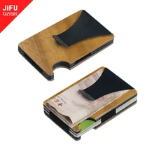 2019 горячий продавать деревянный кошелек с ментальным зажимом для денег деревянный кредитный кошелек с отделкой тонкий кошелек для мужчин