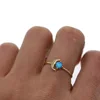 2018 simple minimal jewelry thin band blue fire opal moon shape stunning girl women gift dainty ring