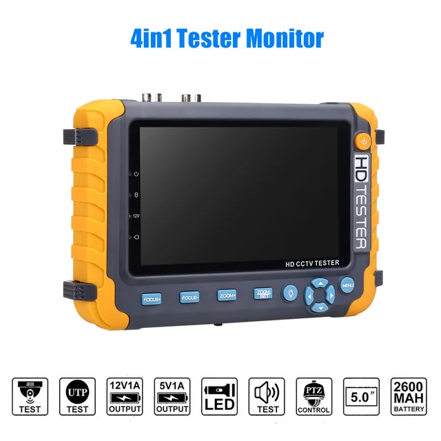 4in1 5" Tester Monitor CCTV Camera PTZ Test TVI CVI AHD VGA CVBS Video HD 1080P 
