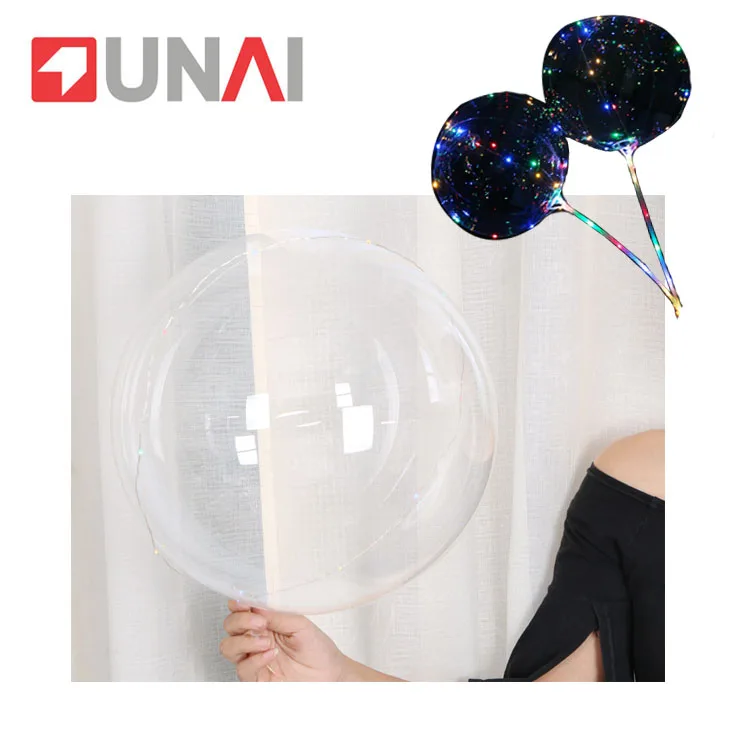 

Round bobo ball luminous light up balloons with plastic stick holder