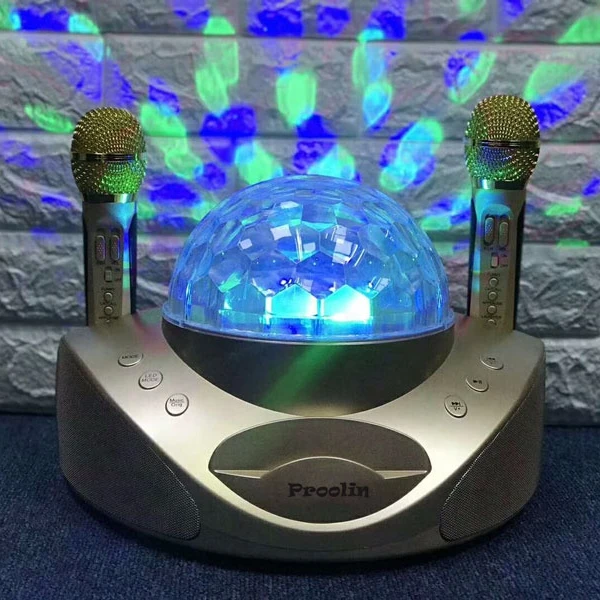 

BT KTV audio amplifier speaker with wireless microphone and disco light