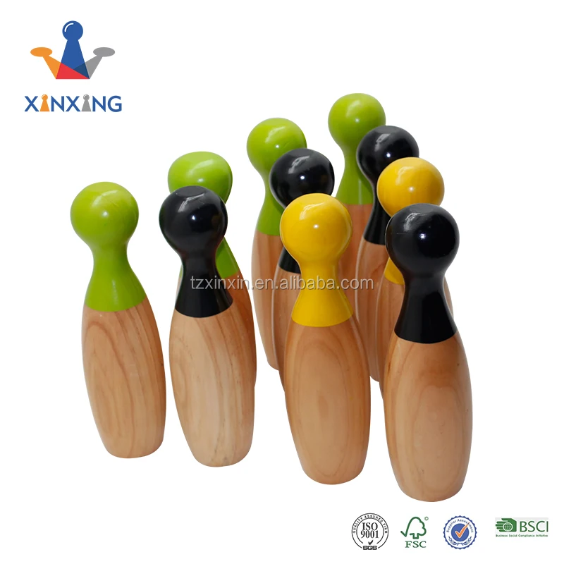 Wooden Lawn Bowling Set,Wooden Skittles 10 Wooden Pins,2 Balls - Buy