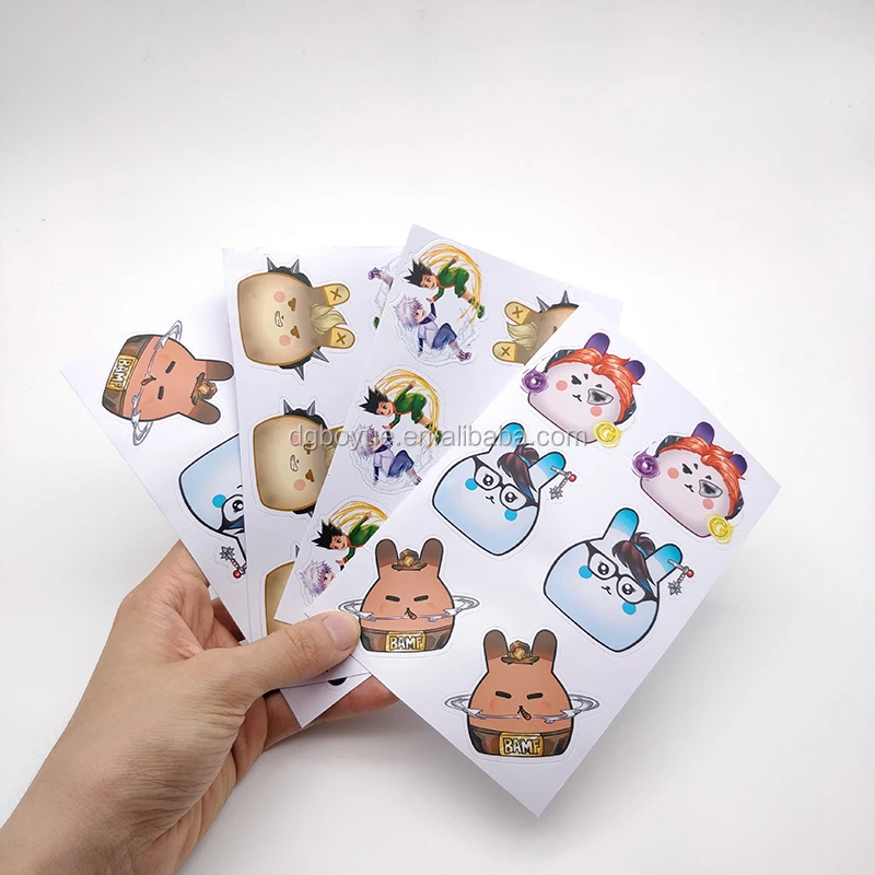 Custom Permanent Waterproof Kiss Cut Sticker Sheets Removable Vinyl