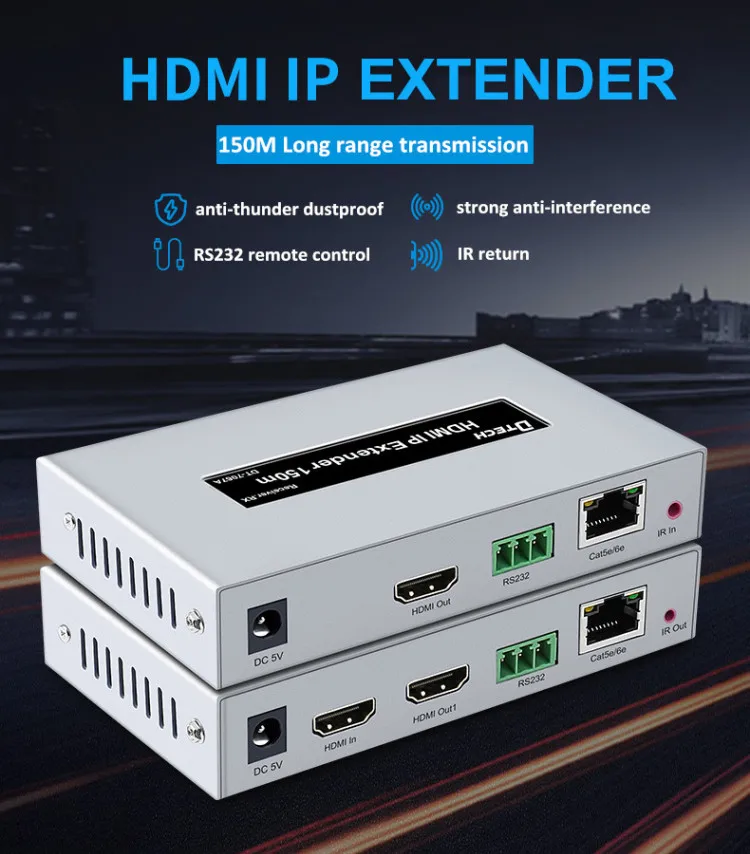 Full HD 1080P HDMI over ip  RS232 IR Video ethernet Extender 150m  Cat5e Cat6