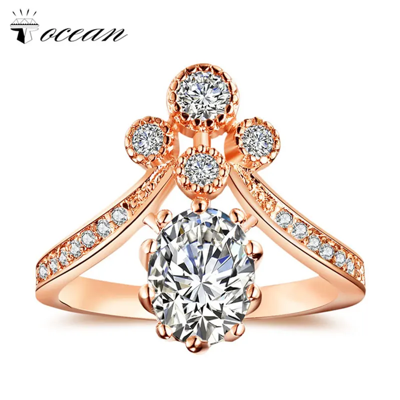 

Tocean Rose Gold Color Crown Queen Wedding Ring for Women Cute Flower Handsome AAA Zircon Engagement Bijoux Bague Size 5-12 h845, N/a