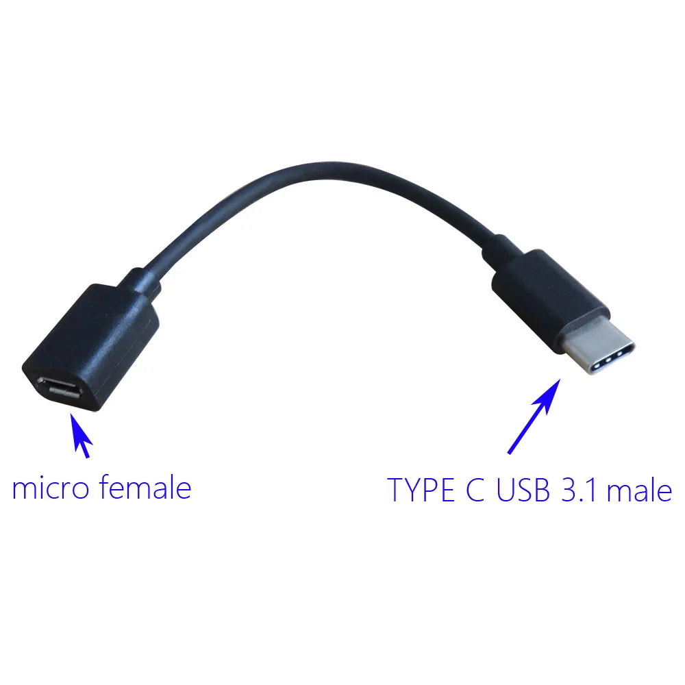 

10cm USB 2.0 Micro Female to USB 3.1 Type C Male Converter Adapter Adaptor Cable Cord