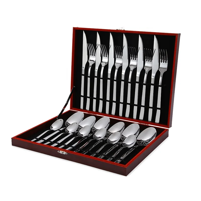 Wholesale gold plated flatware set , wedding stainless steel flatware gift set