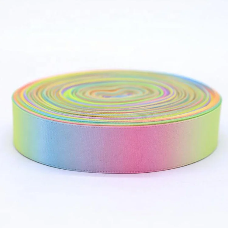 

25MM Rainbow Color Printing Polypropylene Webbing Poly Strapping Silk Ribbon Outdoor DIY Gear Repair Polyester Webbing, Customized