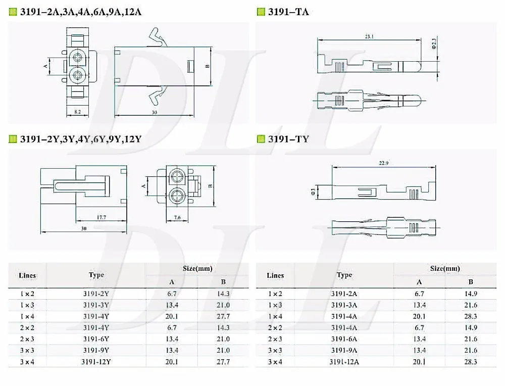 molex 3191 6,7 мм крок гнізда розетка корпус панель кріплення роз'єм