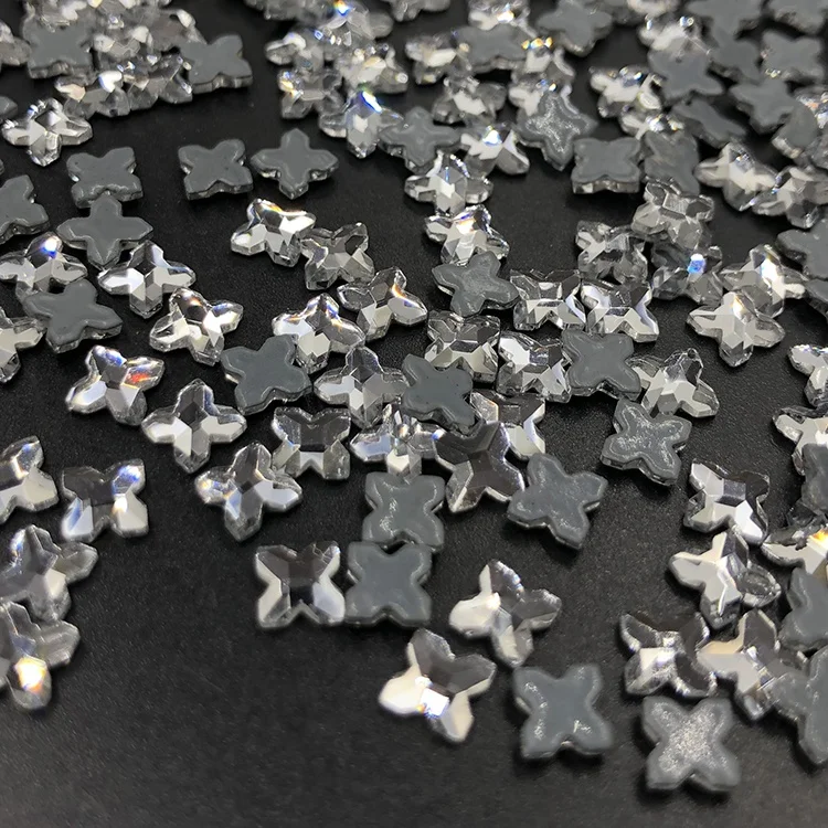 

C&Y Factory wholesale Stock Lucky Clover Shape 3D Flatback Glass Hotfix rhinestone