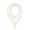 New Short Tassel Design Multi Layer Long Alloy Chain Jewelry Fashion Moon Shape Virgin Marry Cross Silver Gold Pendant Necklace