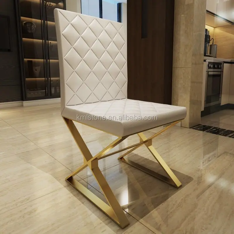 Upholstered stainless steel legs dining chair