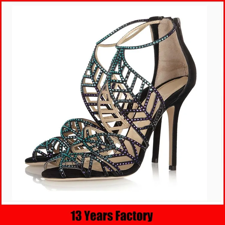 Sliver clean PVC upper high heel soft sole with ankle strap women sandals