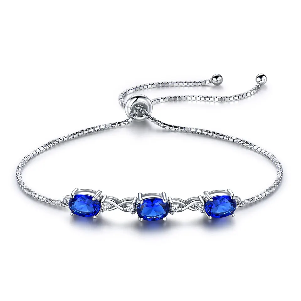 

Women's Bracelet 925 Sterling Silver Ladies Nano Sapphire Adjustable Bracelet High Jewelry