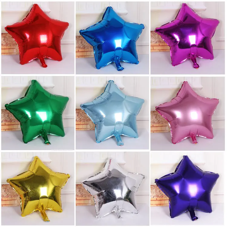 10Pcs Quality Plain Star Helium Foil Balloons Wedding Birthday Party Decor 18" 