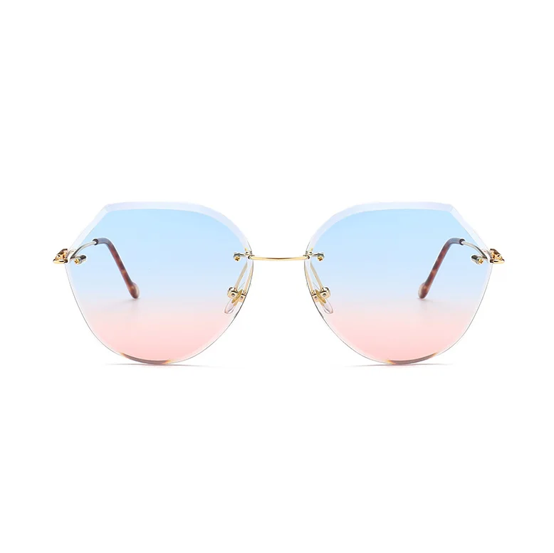 10235 Superhot Eyewear Fashion Women Gradient Frameless Shades Sun glasses Trimming Rimless Sunglasses