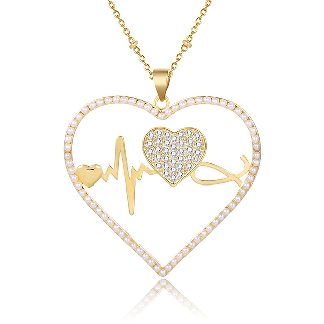 00948 xuping luxury heartbeat long necklace+fina jewelry insumos joyeria women al por mayor china collares finos de bisuteria