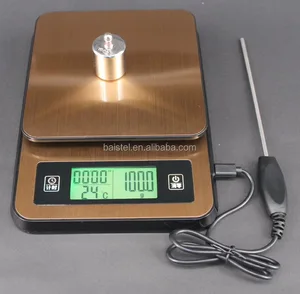 Image of Digital Kitchen Scale 0.1g-2kg USB Electronic Coffee Scale Food Scale with Timer LCD Display Thermometer Tare Multifunction