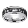 Father's Day Gift Love You Dad, Thank You Dad Titanium Ring Band With Carbon Fiber Inlay, Titanium Ring For Dad
