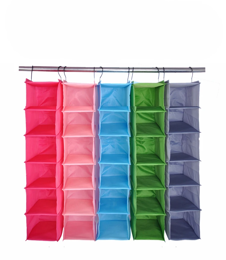 3/4/6 Section Closet Organizer Hanging Shelves with double Metal hook
