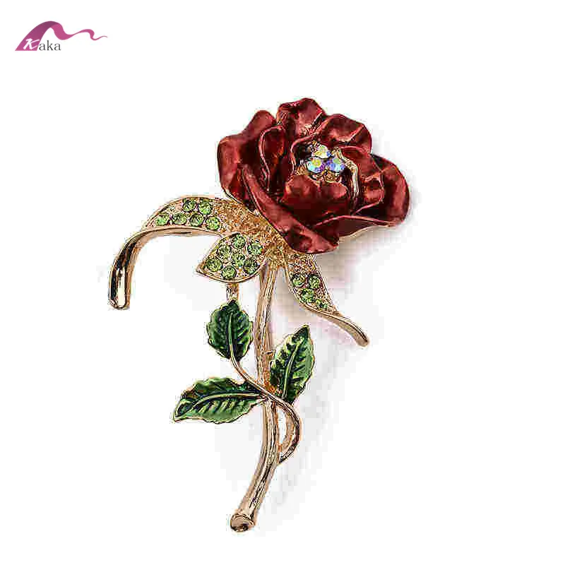 

yiwu manufacturers wholesale brooches vintage metal crystal rose flower broaches, Colorful