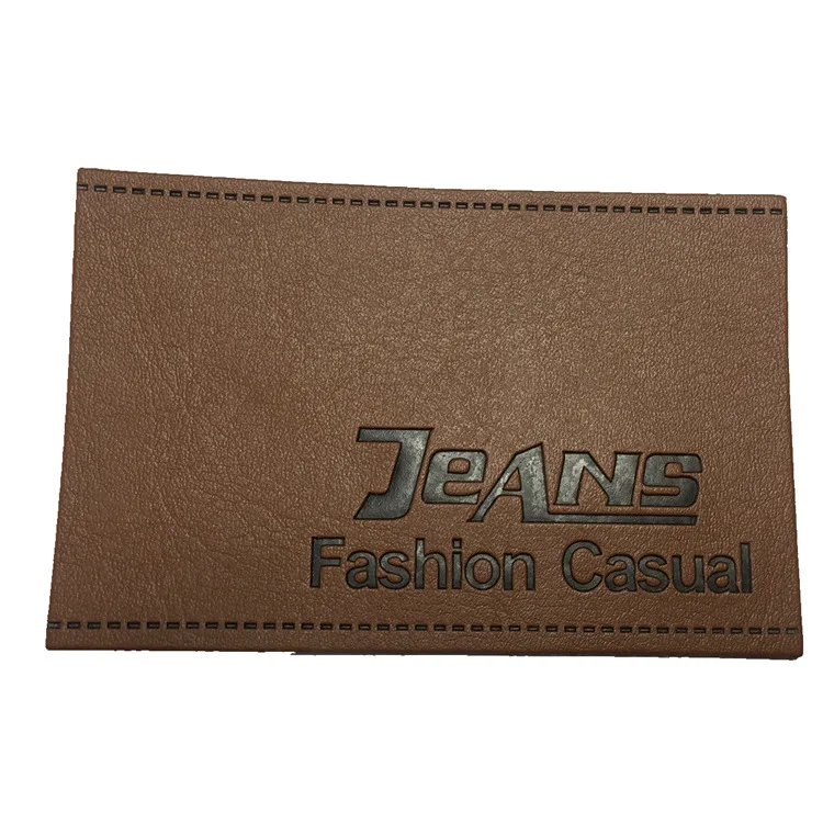 

Custom Logo Embossed Faux Leather Label Jeans PU Leather Patch, Customized colors