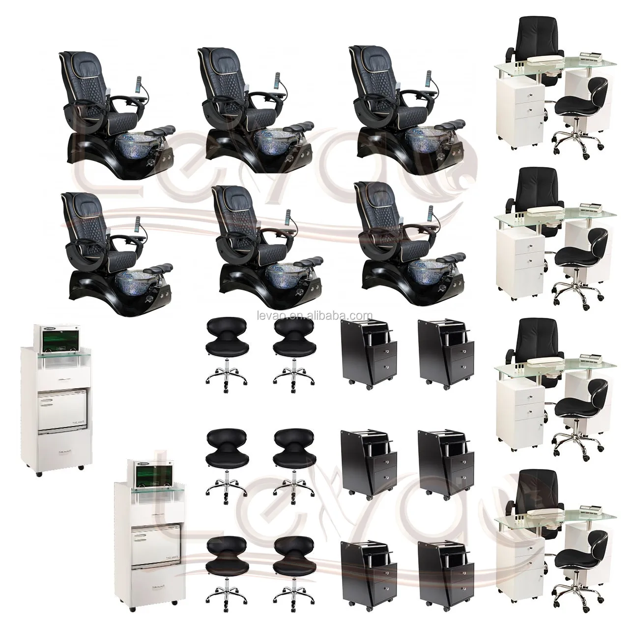 Levao Negro De Madera Silla De Pedicura En Silla De Pedicura Spa Banco