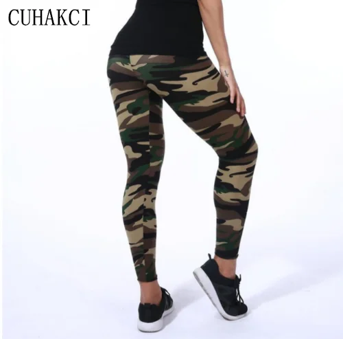 

CUHAKCI Workout Seamless Breathable Printed Leggings High Waist Casual Camouflage Soft Leggings For Women 34 Styles