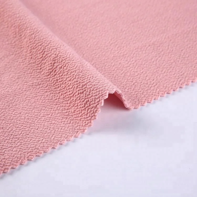 
New fashion buy stretch pink jacquard polyester peach skin fabric 