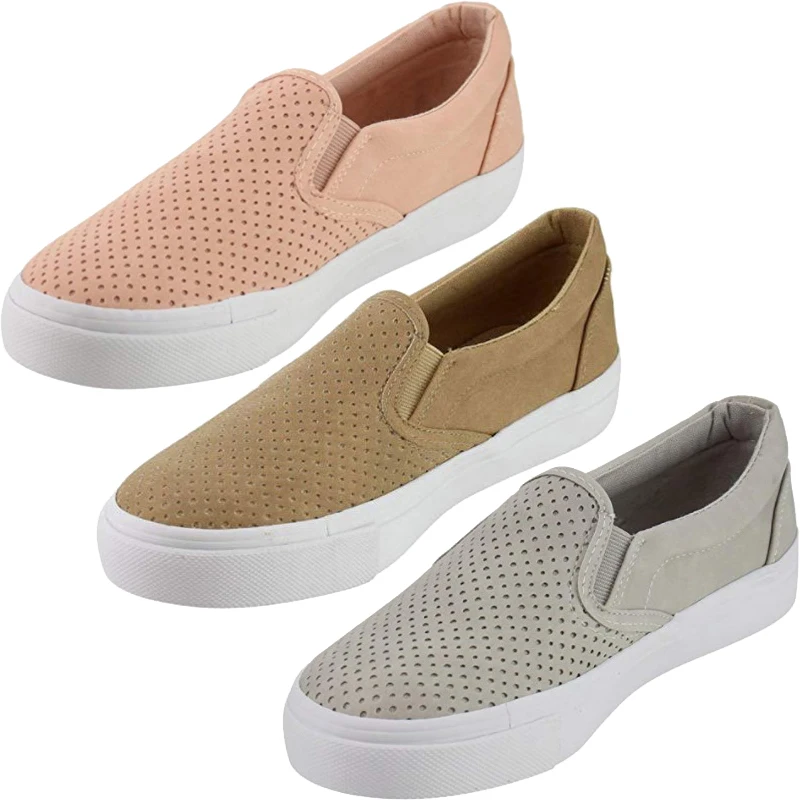 

Women's Perforated Slip On Flat Round Toe Sneaker Shoes US Size 5 - 11