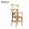 Good quality solid oak wood cross back wedding stackable dining chairs