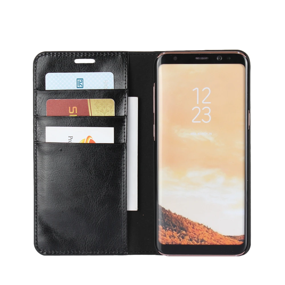 

Flip cover leather case for Samsung Galaxy S8 case with credit card holder, Black;dark brown;red;brown