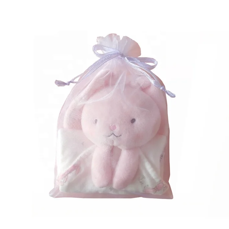 

Hot sales rabbit baby cuddle security blanket gift set, Blue;pink;white;grey