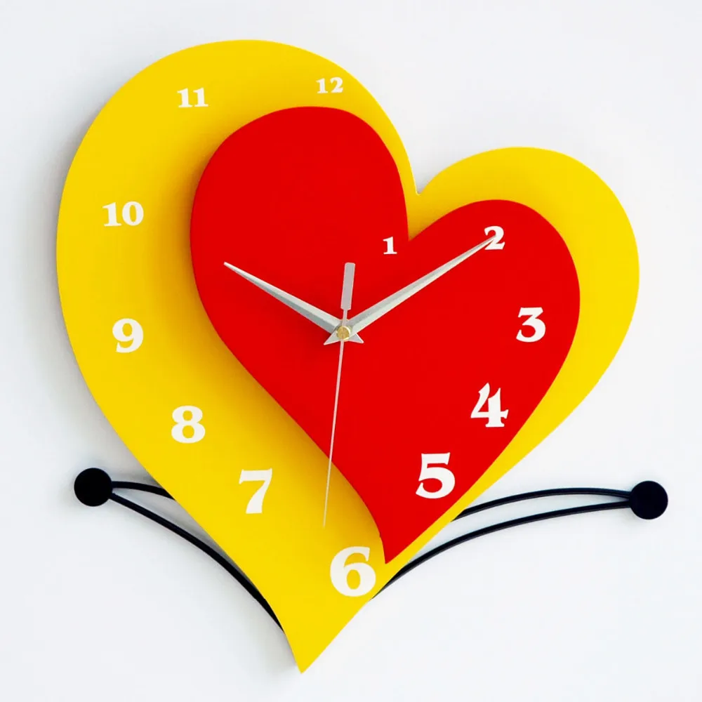 Cartoon Beautiful Mdf Heart Shaped Home Decor Wall Clock Buy Mdf Wall