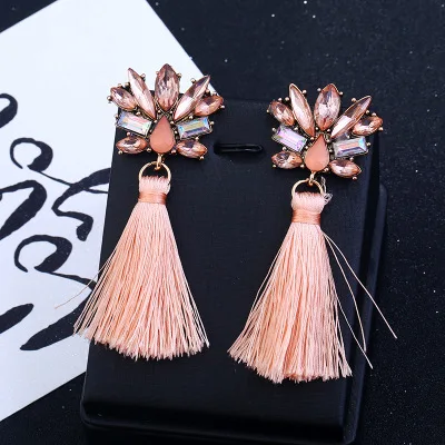 

Crystal Tassel Earrings for Women - Statement Colorful Figure Fringe Dangle Earrings for Women, Idea Gift for Sister, Wife and F