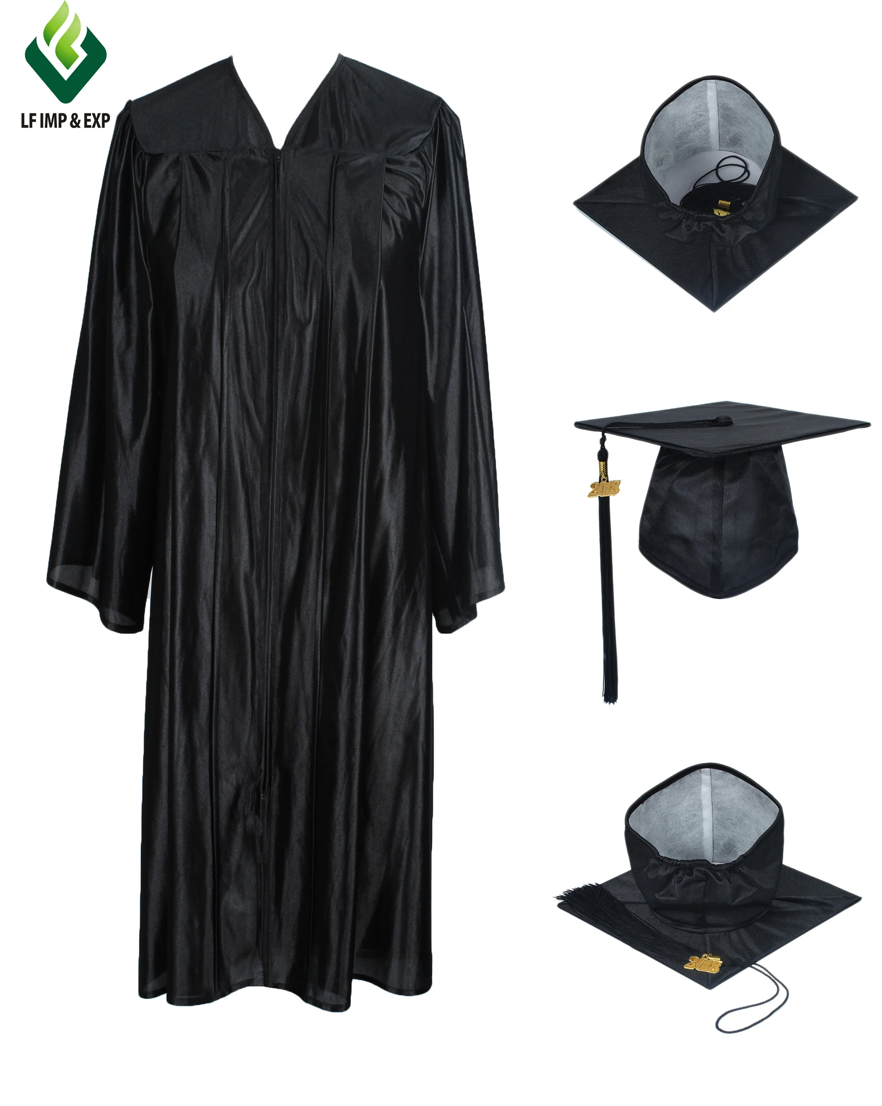 

2019 Hot Sale Shiny Graduation Caps and Gowns Set for Adults, All colors available