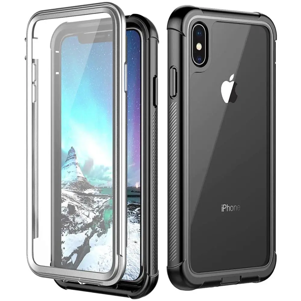 

Full-Body Protect Bumper Case for iPhone Xs Max Support Wireless Charging Rugged Dropproof Shockproof Case for iPhone Xs Max, Black;grey