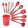 Custom Logo Private Label Home Kitchenware Cooking 11 10 Pcs Red Silicon Cooking Tool Set for the Kitchen