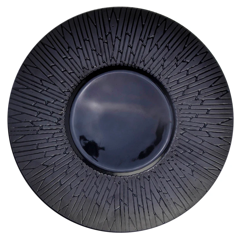 

Hosen Two Eight In Stock Black Round Ceramic Dish Plate, Restaurant Plates Black