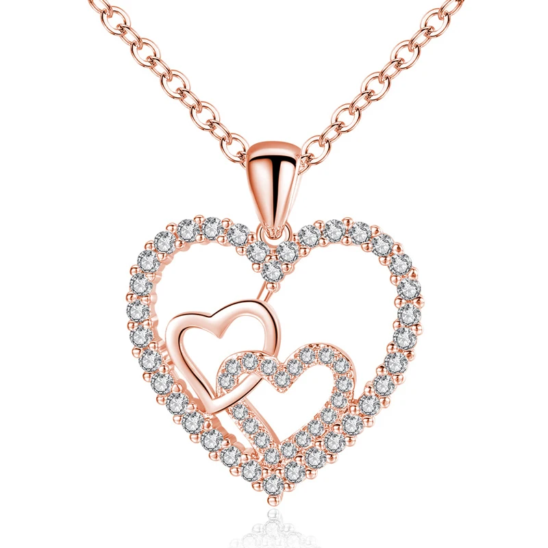 

Rose Gold Jewellery Designs Zircon Dainty Heart Shape Necklace N157