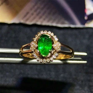 top quality 18k gold South Africa real diamond natural emerald ring for women from Colombia vivid green jewelry gold ring