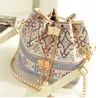 Bag for Women 2019 Bohemia Style Canvas Drawstring Bucket Bag Pearl Shoulder Handbags Women Messenger Bags Bolsa Feminina Bolsos