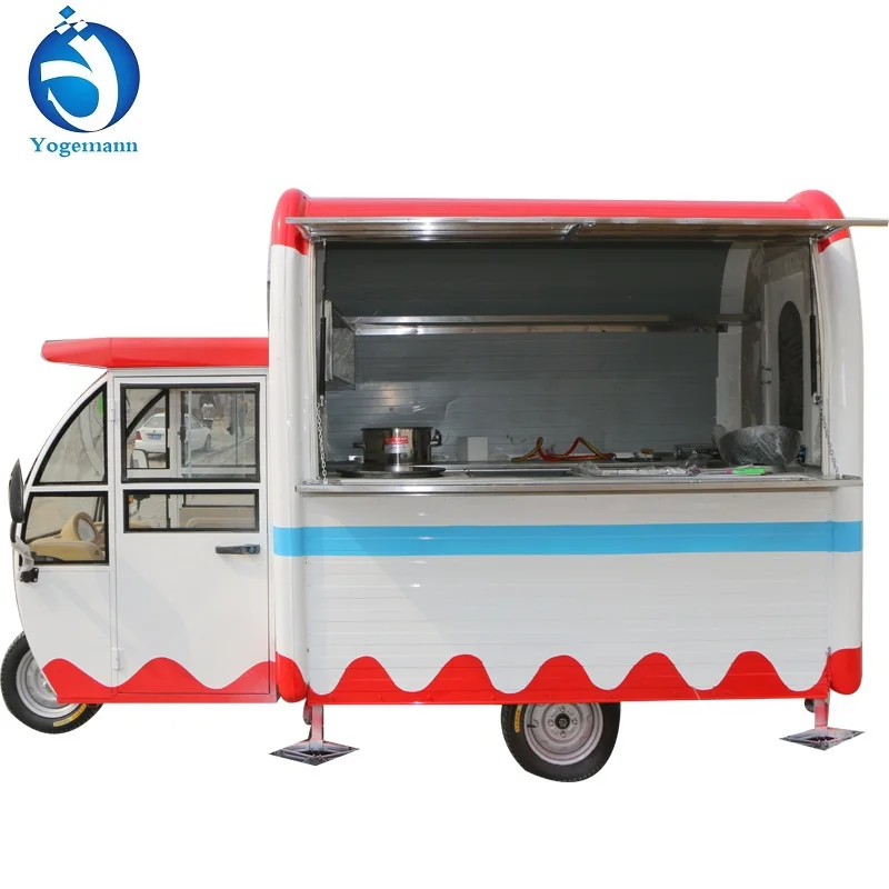 Professional Supply Mobile Tricycle Food Cart With Three Wheels For