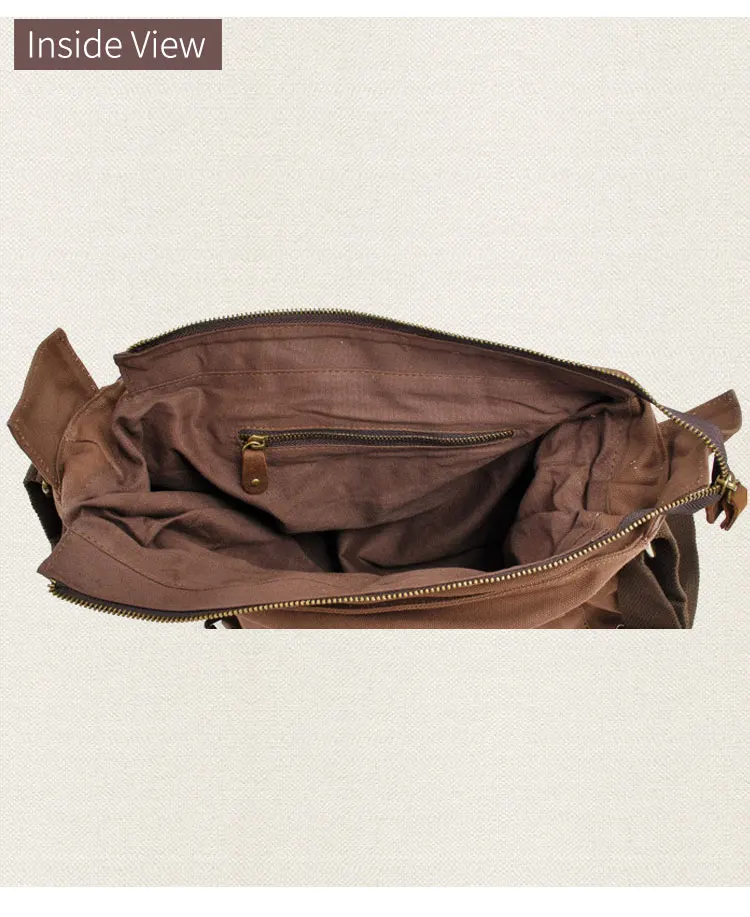 European vintage elegant design cotton canvas unisex shoulder messenger crossbody sling satchel bag