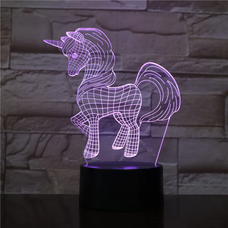 Horse Pony unicorn flamingo cactus pineapple 3D Illusion Decor Lamp Promotion Lamp 3d LED Lighting lamp 3d LED Table Night Light