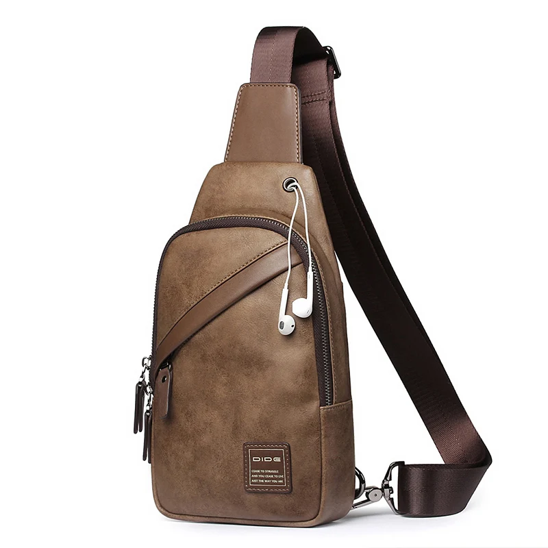 

DIDE High Quality PU Leather Cross Body Sling Bag Men, Custom Crossbody Sling Backpack Chest bag