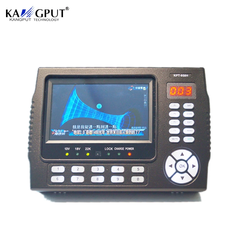 

Best quality KPT958H 4.3 inch lcd portable digital satellite finder meter sat finder with 1080p hd signal output