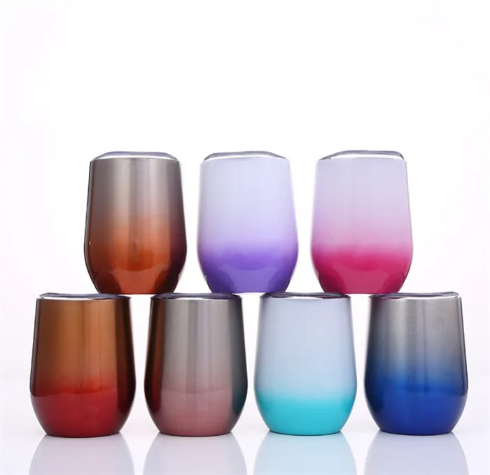 

Customized  Two Tone Paint Vacuum Stainless Steel Stemless Wine Glass, Customized colors acceptable