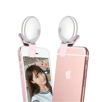 

Low Promotion Gadgets LED Mini Round Phone Clip Fill Light Led Mobile Phone Fill Light, White , pink